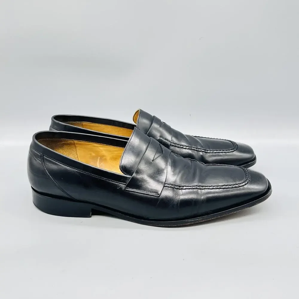 Mezlan Shoes Mens 11 Black Leather Anthony Penny Loafers Slip On Dress Classic